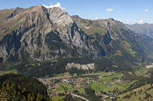 View into the Kander Valley with a view to Kandersteg, Bernese Oberland, Switzerland View into the Kander Valley with a view to Kandersteg, Bernese Oberland, Switzerland