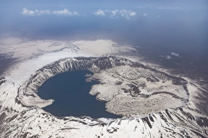 View of Nemrut volcanic crater from the plane View of Nemrut volcanic crater from the plane