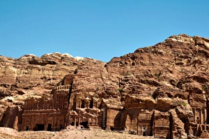 View of the Royal Tombs in Petra Jordan