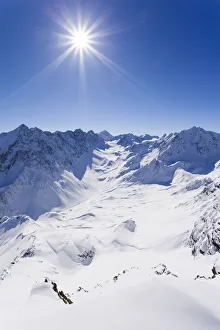View from the Schoentalspitze summit on the Stubai Alps, Stubai Alps, Tyrol, Austria View from the Schoentalspitze summit on the Stubai Alps, Stubai Alps, Tyrol, Austria