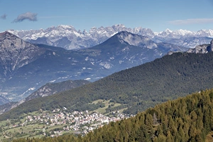 View towards Sette Comuni with Brenta and Adamello mountains, Folgaria, Trentino, Italy View towards Sette Comuni with Brenta and Adamello mountains, Folgaria, Trentino, Italy