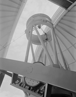 View of telescope mount in observatory dome View of telescope mount in observatory dome