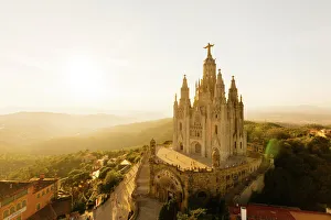 View of the Temple of the Sacred Heart of Jesus at Tibidabo mountain, Barcelona, Catalonia, Spain View of the Temple of the Sacred Heart of Jesus at Tibidabo mountain, Barcelona, Catalonia, Spain