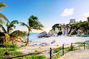 View of Tulum beach, God of Winds Temple, Mexico View of Tulum beach, God of Winds Temple, Mexico