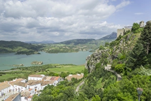 View over the village on the Embalse de Zahara and the castle, Zahara de la Sierra View over the village on the Embalse de Zahara and the castle, Zahara de la Sierra