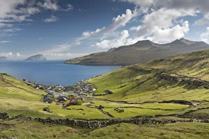 View of the village of Kvivik, Streymoy, Faroe Islands, Denmark View of the village of Kvivik, Streymoy, Faroe Islands, Denmark