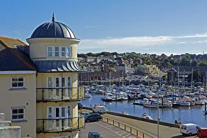 View over Weymouth harbour with blue skies View over Weymouth harbour with blue skies