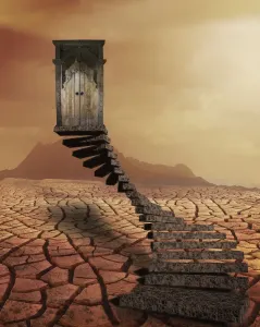 Surrealism Prints: Drought Desert Threshold Print: Alluring Doorways