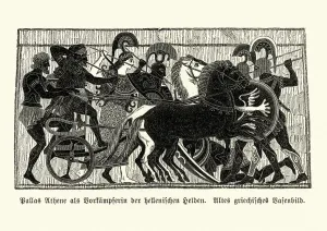 Antique Engravings For Sale Prints: Ancient Greek Mythology, Athena goddess of wisdom and warfare