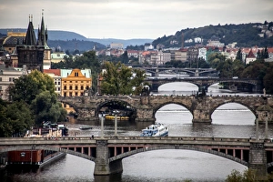 The Vltava river and Charles bridge in Prague The Vltava river and Charles bridge in Prague