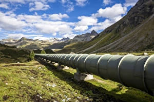 Water pipeline, Silvretta-Stausee reservoir, Bielerhohe Pass, Vorarlberg Montafon, Austria Water pipeline, Silvretta-Stausee reservoir, Bielerhohe Pass, Vorarlberg Montafon, Austria