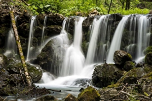 Waterfall, Geisalpbach stream, Geisalptal valley, Allgau Alps, Allgau, Bavaria, Germany Waterfall, Geisalpbach stream, Geisalptal valley, Allgau Alps, Allgau, Bavaria, Germany