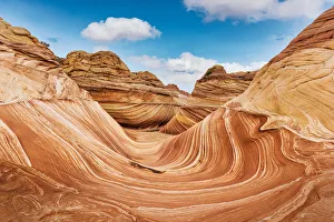 The Wave rock formation, panorama in Coyote Buttes north, Vermillion Cliffs, Arizona The Wave rock formation, panorama in Coyote Buttes north, Vermillion Cliffs, Arizona