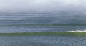 waves on green sea, morning fog, New Zealand waves on green sea, morning fog, New Zealand
