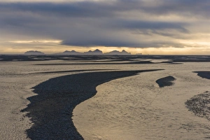 Westman Islands, Vestmannaeyjar, from the bridge over the Markarfljot River, Route 1 Westman Islands, Vestmannaeyjar, from the bridge over the Markarfljot River, Route 1