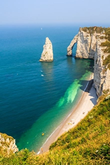 White cliffs, natural bridge and needle, Etretat White cliffs, natural bridge and needle, Etretat