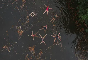 Abstract aerial art prints/wild swimming womens group autumnal swim ariel Abstract aerial art prints/wild swimming womens group autumnal swim ariel