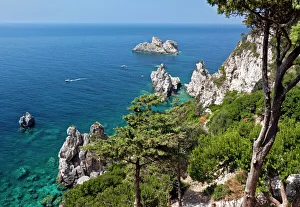 Wildly romantic coast near Paleokastritsa, Corfu Island, northwestern Corfu, Ionian Islands, Greece, Southern Europe Wildly romantic coast near Paleokastritsa, Corfu Island, northwestern Corfu, Ionian Islands, Greece, Southern Europe