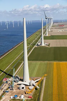 Wind turbines under construction, North Holland, Netherlands Wind turbines under construction, North Holland, Netherlands