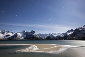 Winter landscape at a fjord, Lofoten, Norway Winter landscape at a fjord, Lofoten, Norway