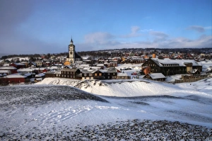 Winter snow covered old mining town of Roros Winter snow covered old mining town of Roros