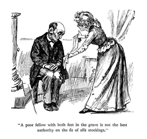 Woman asking a man's opinion of silk stockings Woman asking a man's opinion of silk stockings
