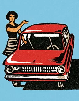 Images Dated 10th October 2003: Woman showing red car