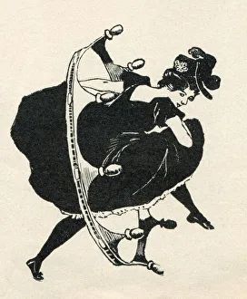 Woman with skirt dancing Cancan Art Nouveau Illustration 1897 Woman with skirt dancing Cancan Art Nouveau Illustration 1897