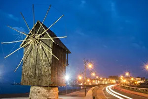 The wooden windmill before Nesebar town entrance The wooden windmill before Nesebar town entrance