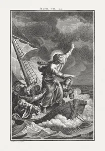 Antique Engravings For Sale Prints: Jesus Calms the Storm (Matthew 8), copperplate engraving, published c. 1850
