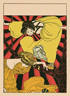 Art/nouveau/young woman climbing tree nature art nouveau 1896 Art/nouveau/young woman climbing tree nature art nouveau 1896