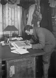 Dr Edward Wilson working up a sketch. May 18th 1911 Dr Edward Wilson working up a sketch. May 18th 1911