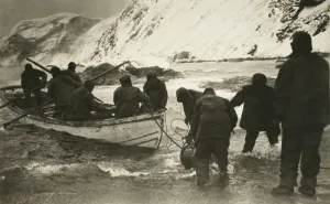 Ernest Shackleton going out to board the relief boat Ernest Shackleton going out to board the relief boat