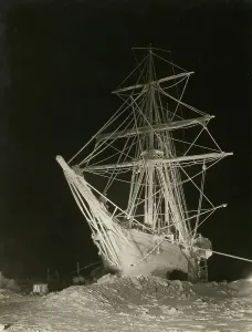 Print of the Endurance ship at midwinter, 1915