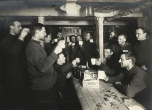 Trans-Antarctic Expedition Prints: Print of a group portrait, Saturday evening toast, Sweethearts and Wives