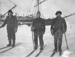 Three mates on skis. Davidson, Fitchie, McDougall Three mates on skis. Davidson, Fitchie, McDougall