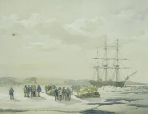 Sledge-party leaving HMS Investigator in Mercy Bay, under command of Lieutenant Gurney Cresswell Sledge-party leaving HMS Investigator in Mercy Bay, under command of Lieutenant Gurney Cresswell