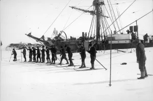 Start of ski flat race, Antarctic sports Start of ski flat race, Antarctic sports