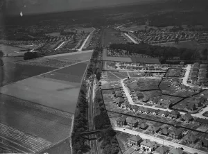 An aerial view of Albany Park train station in Kent. 1939 An aerial view of Albany Park train station in Kent. 1939
