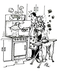 Cartoon by Sax The man has his first day of being a house husband Cartoon by Sax The man has his first day of being a house husband