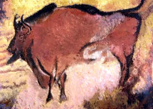 CAVE ART. Prehistoric painting of Bison on the walls of Lascaux cave CAVE ART. Prehistoric painting of Bison on the walls of Lascaux cave
