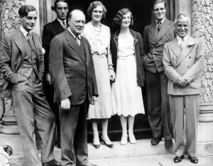 Charlie Chaplin with Mr and Mrs Winston Churchill and members of a house party at Chartwell Manor Charlie Chaplin with Mr and Mrs Winston Churchill and members of a house party at Chartwell Manor