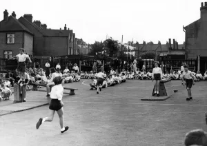 A demonstration of physical education at Denton School 26 July 1954 A demonstration of physical education at Denton School 26 July 1954