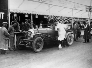 Le Mans 1927 Old Number 7 3 litre Bentley at the pits being refilled by Dr J D Benjafield Le Mans 1927 Old Number 7 3 litre Bentley at the pits being refilled by Dr J D Benjafield