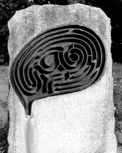 MAZES - HADSTOCK Photograph of the maze on the gravestone of the artist, Michael Aryton MAZES - HADSTOCK Photograph of the maze on the gravestone of the artist, Michael Aryton