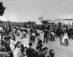 Isle Of Man TT Prints: Mike Hailwood on Norton at Senior TT Start, 1961 Print