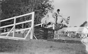 New Forest show at Totton Hon Pamela Digby in the childrens jumping class 1933 New Forest show at Totton Hon Pamela Digby in the childrens jumping class 1933
