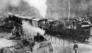 Nigerian troops entrained on the Northern Railway German Cameroon WWI Nigerian troops entrained on the Northern Railway German Cameroon WWI