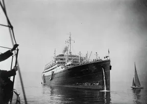 The passenger liner, SS Vulcania of the Italian Cosulich Line. January 1929 The passenger liner, SS Vulcania of the Italian Cosulich Line. January 1929