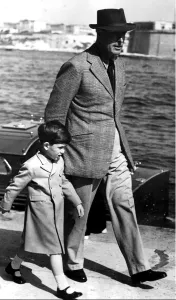 Prince Charles, escorted by Lord Mountbatten as they went ashore at Malta from Royal Prince Charles, escorted by Lord Mountbatten as they went ashore at Malta from Royal
